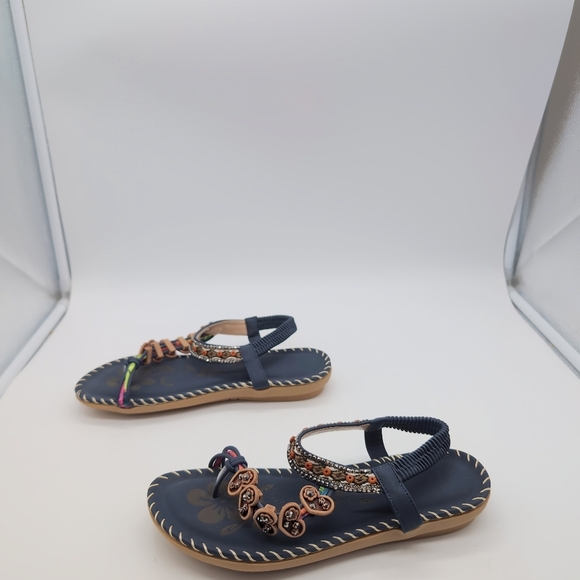 Embellished Navy Sandals Cool BOHO style Sz 6 - Picture 4 of 7
